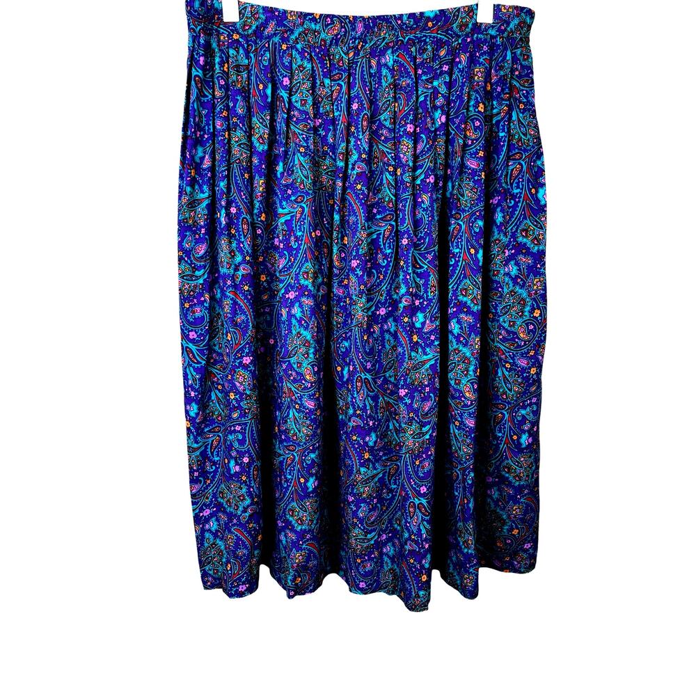 Vintage 1990's Justin B. Jones Blue Floral Paisley Maxi Skirt 12